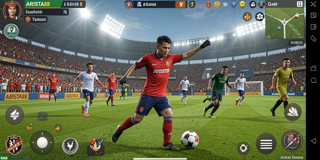 Tampilan mendebarkan dari gameplay sepak bola di ARISTA88.
