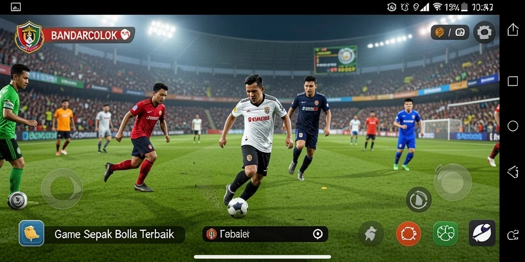 Tampilan gameplay BANDARCOLOK yang menonjolkan aksi sepak bola seru.