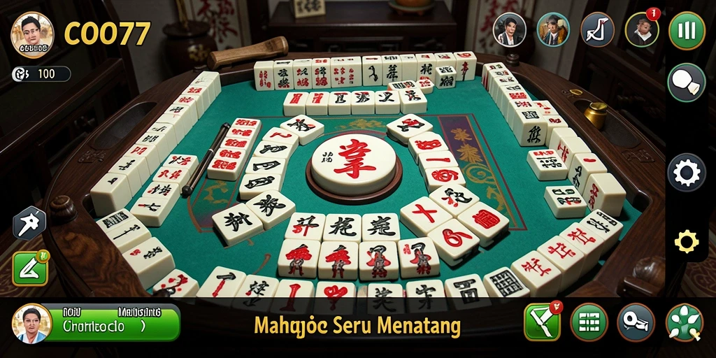 Screenshot gameplay COO77 menunjukkan aksi seru dan grafis memukau Mahjong.