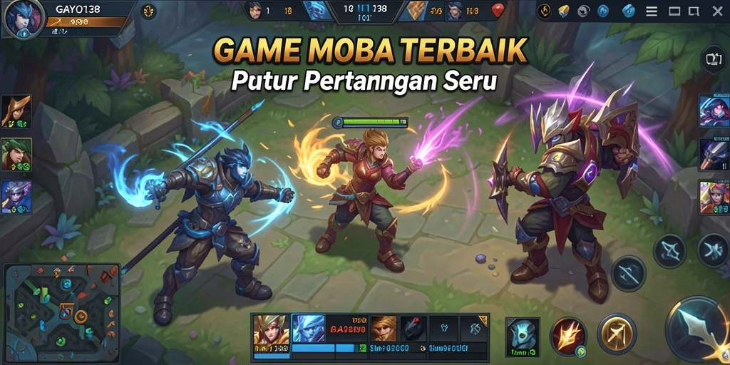 Tampilan menarik dari gameplay GAYO138 dalam pertarungan MOBA.