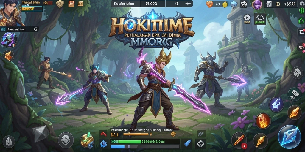 Tampilan gameplay HOKITIME menampilkan pertempuran seru dan eksplorasi dunia.