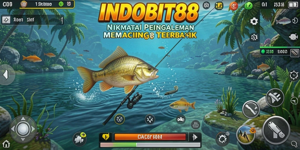 Tampilan gameplay menarik di dalam INDOBIT88 dengan suasana memancing yang realistis.