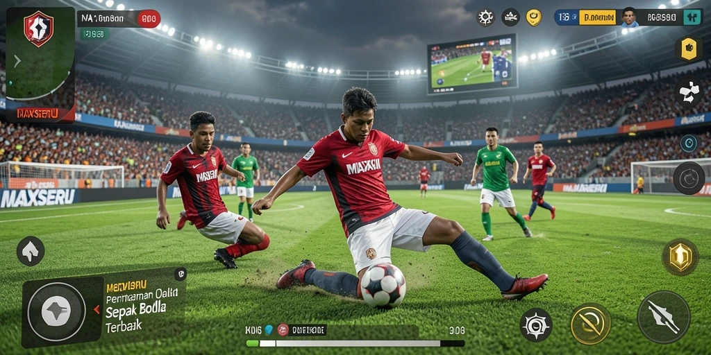 Tampilan gameplay MAXSERU yang seru dan mendebarkan saat bertanding.