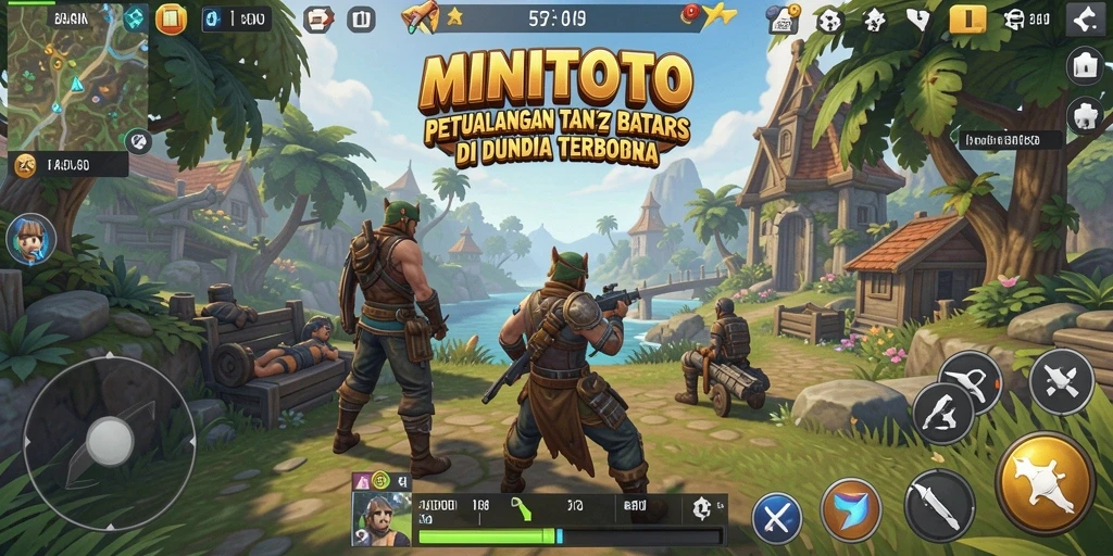 Tampilan gameplay MINITOTO dengan eksplorasi dunia terbuka yang indah.