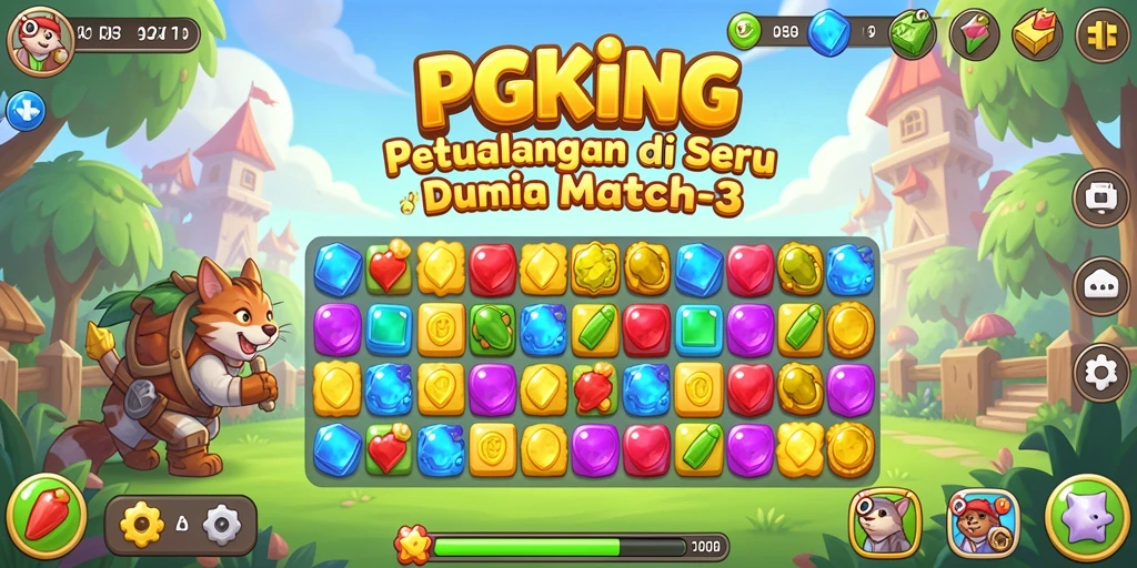 Screenshot utama PGKING menunjukkan aksi seru permainan Match-3.