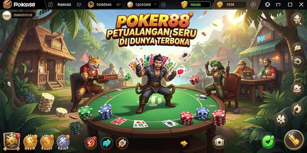 Tangkapan layar gameplay POKER88 yang menampilkan dunia terbuka yang luas dan interaktif.