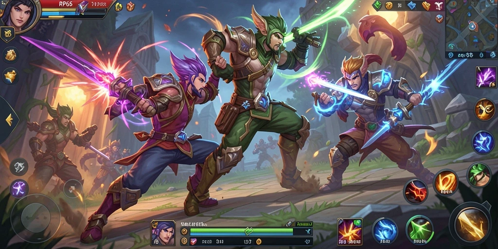 Gameplay seru dengan pertempuran intens di RP66 MOBA.