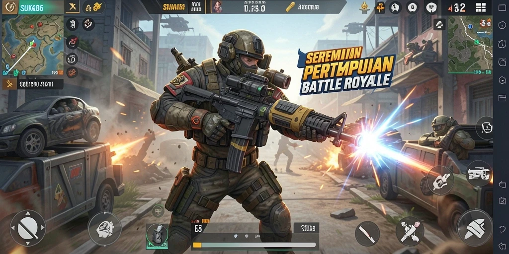 Tampilan seru gameplay <strong>SUKA86</strong> dalam pertempuran Battle Royale.