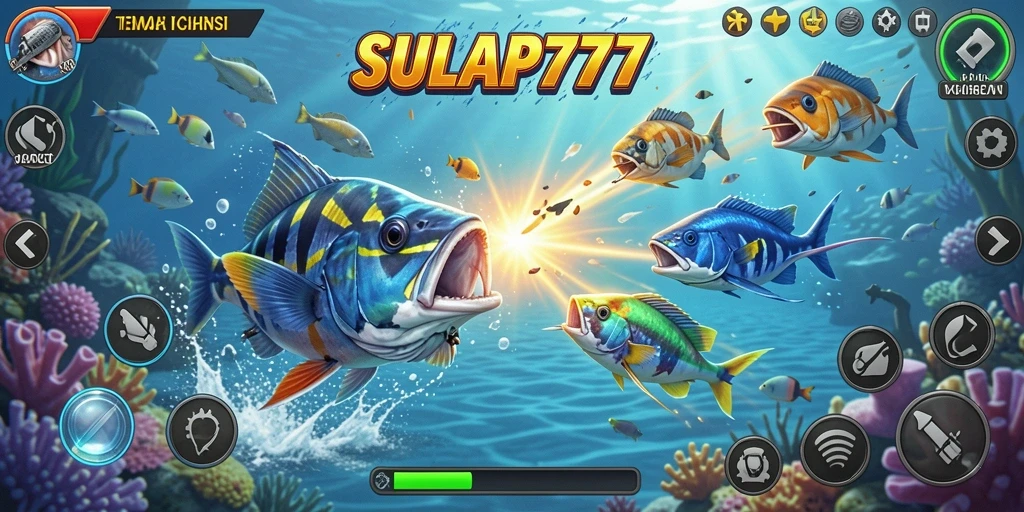 Screenshot SULAP777 menampilkan aksi seru menembak ikan.